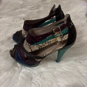 Aldo Multicolor Croc-Embossed Heels
